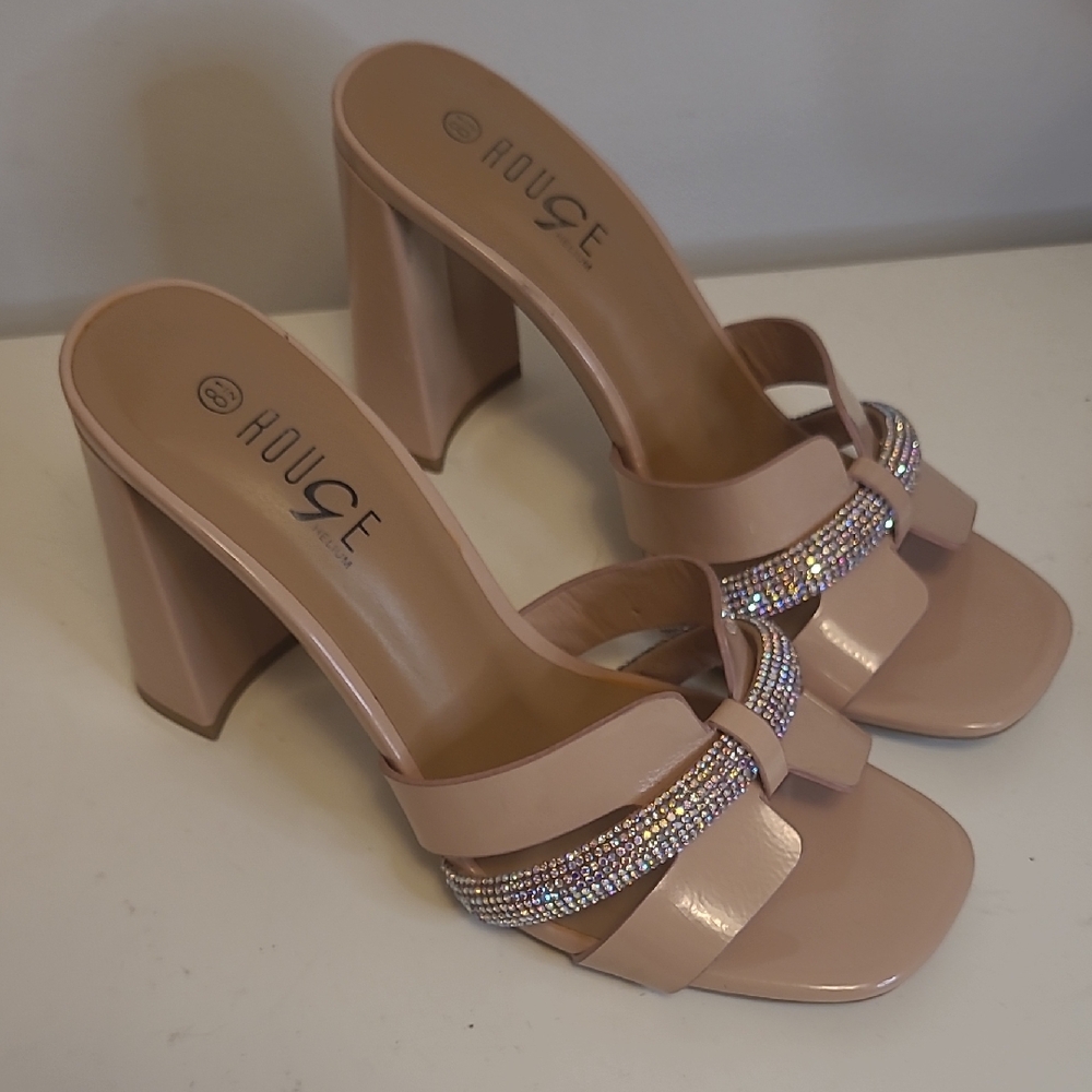 Rouge Helium Nude Heels with Sparkling Straps